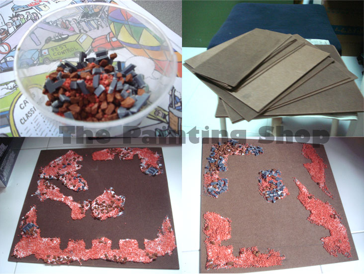 Cities of Death - Base board, sand, stones, plastic mixture with glue